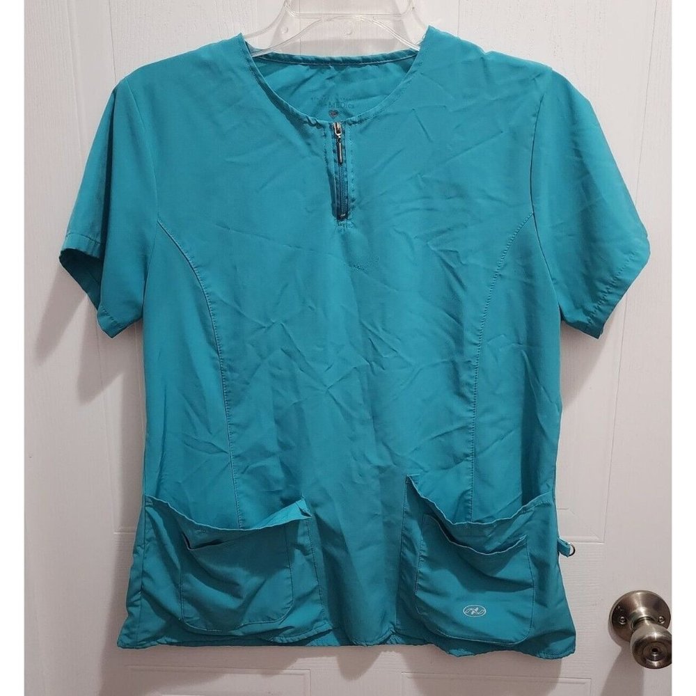 New York Laundry + MEDics Women's Scrub Top V-Neck Short Sleeve Stretch Size M